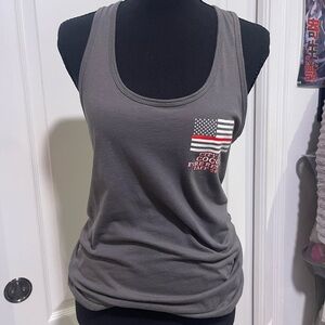 Gray Tank Top with American Flag Design